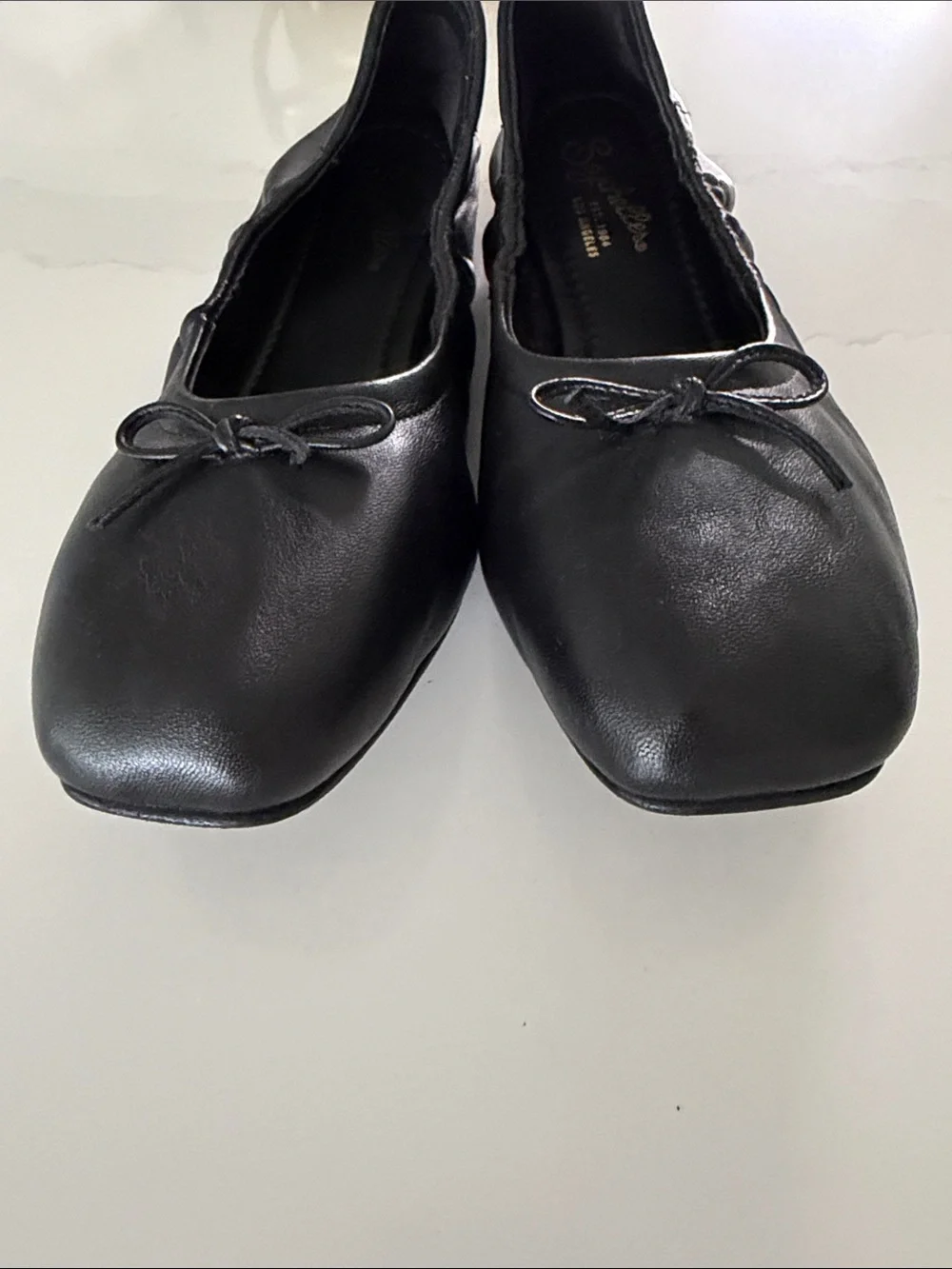 Seychelles Black Leather Ballet Flats with Bow